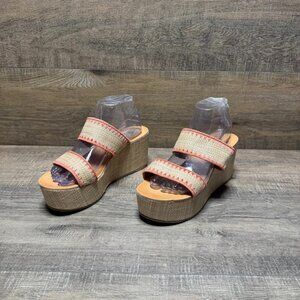 Dolce Vita Vilka Open Toe Wedge Raffia Color Sandals Women's Size 9